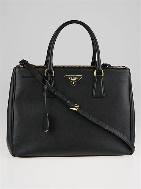 prada saffiano cuir leather tote bn2274 nero|Prada saffiano double zip review.